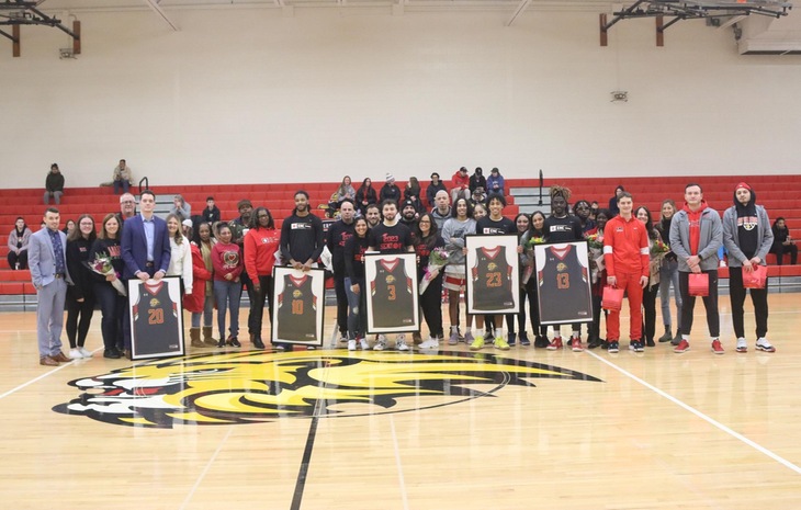 Men’s Hoops Posts Dominant 95-53 Win Over Lesley on Senior Day