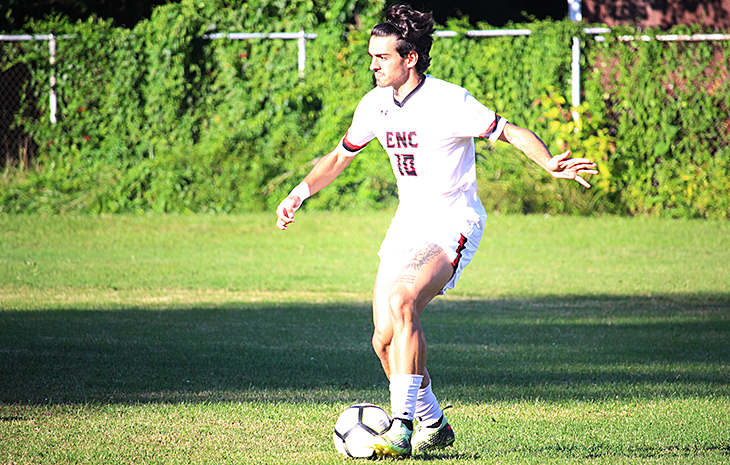 Men’s Soccer Claims Sixth-Straight Win, Prevails at Elms in NECC Opener 1-0