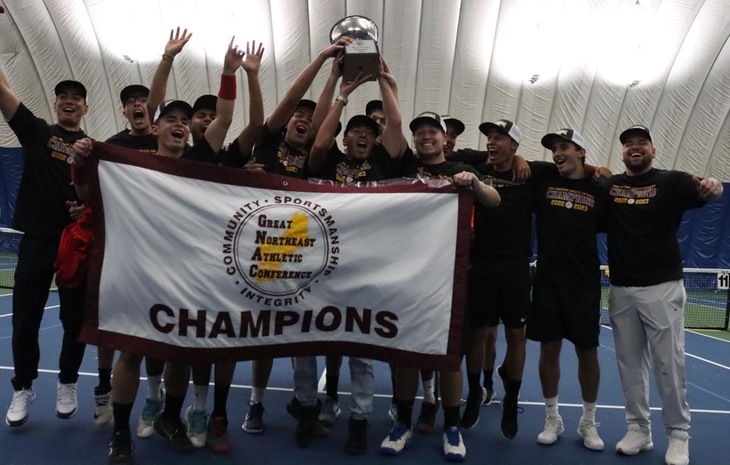 Men’s Tennis Downs Colby-Sawyer 5-0, Claims Third GNAC Title