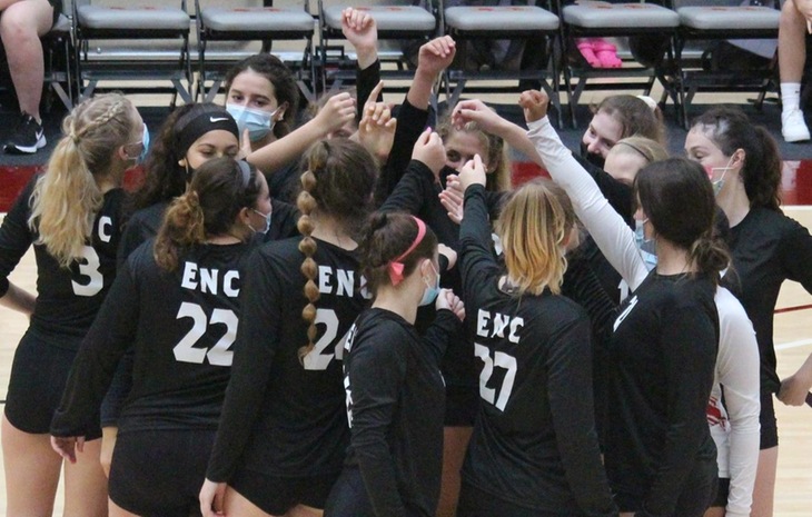 Women’s Volleyball Tripped Up at Rivier, 3-1